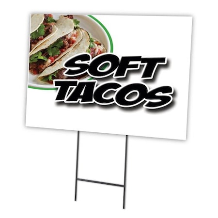 Signmission Soft Tacos Yard Sign & Stake outdoor plastic coroplast window, C-1824 Soft Tacos C-1824 Soft Tacos